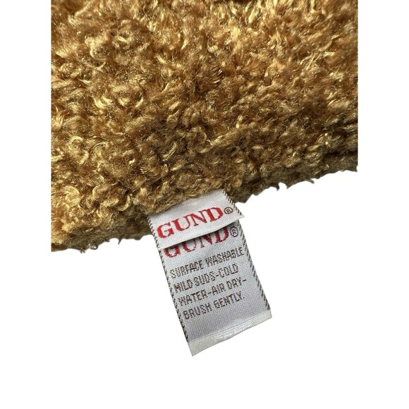 Vintage GUND Teddy Bear Plush Curly Brown Tan Stuffed Animal Bow Collectible Toy - Picture 7 of 8